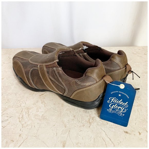 NEW Faded Glory Shoes Mens 7.5 Shoes Brown Faux Leather Loafer Memory Foam - Picture 3 of 5